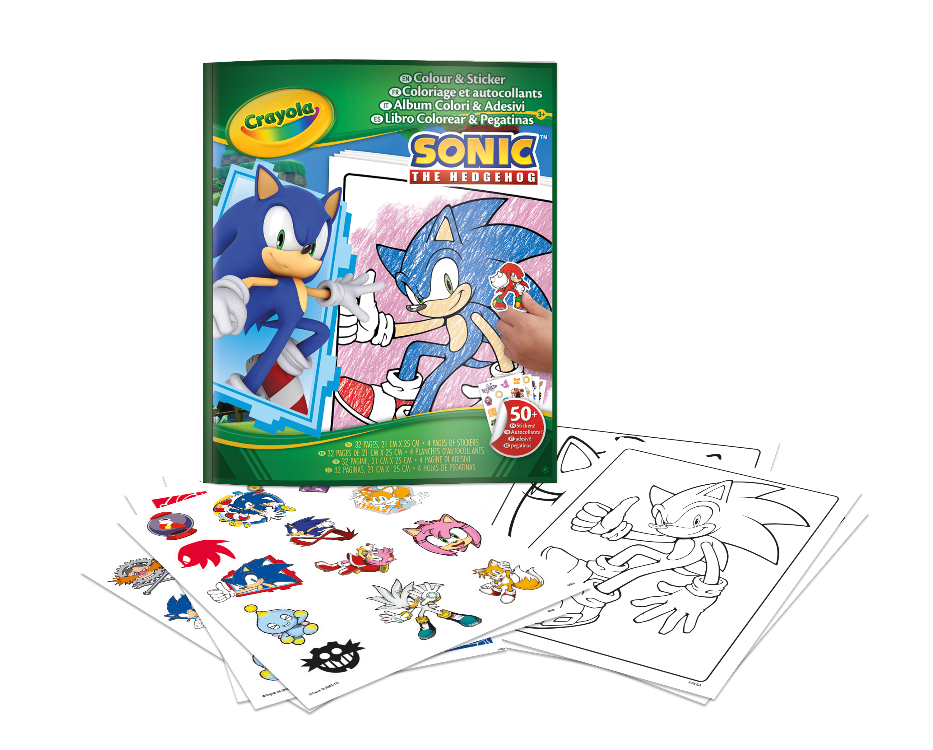 crayola libro colorear+stickers sonic (crayola - 04-0898)