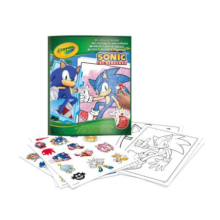 crayola libro colorear+stickers sonic (crayola - 04-0898)