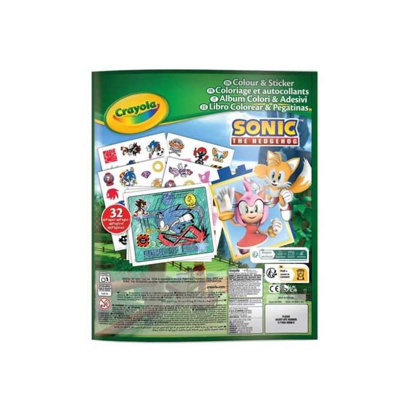 crayola libro colorear+stickers sonic (crayola - 04-0898)