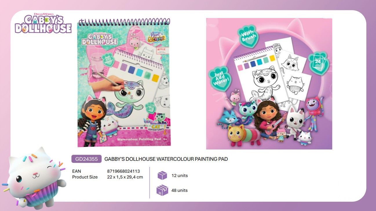 gabbys dollhouse libro dibujo acuarelas (new import - gd24355)