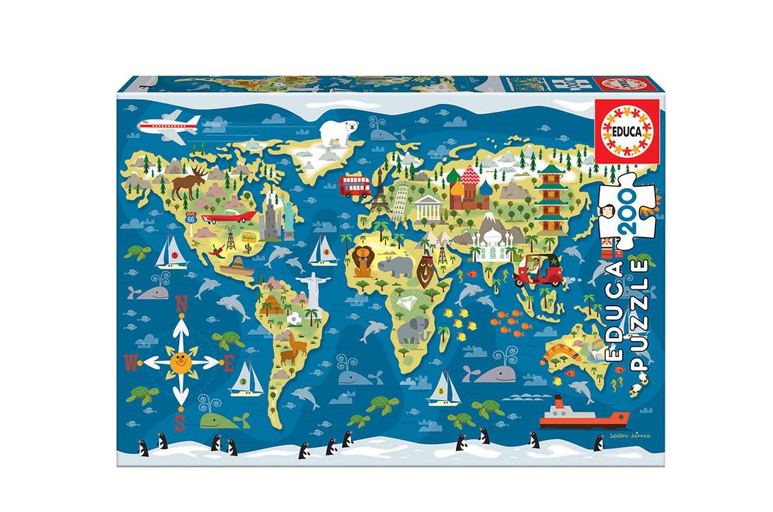 puzzle 200 pzas mapamundi  (educa - 19292)