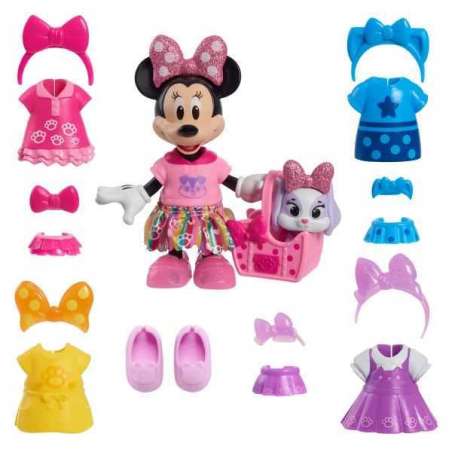 minnie glitter & glam pack con mascota y accesorios (just play - 88189)