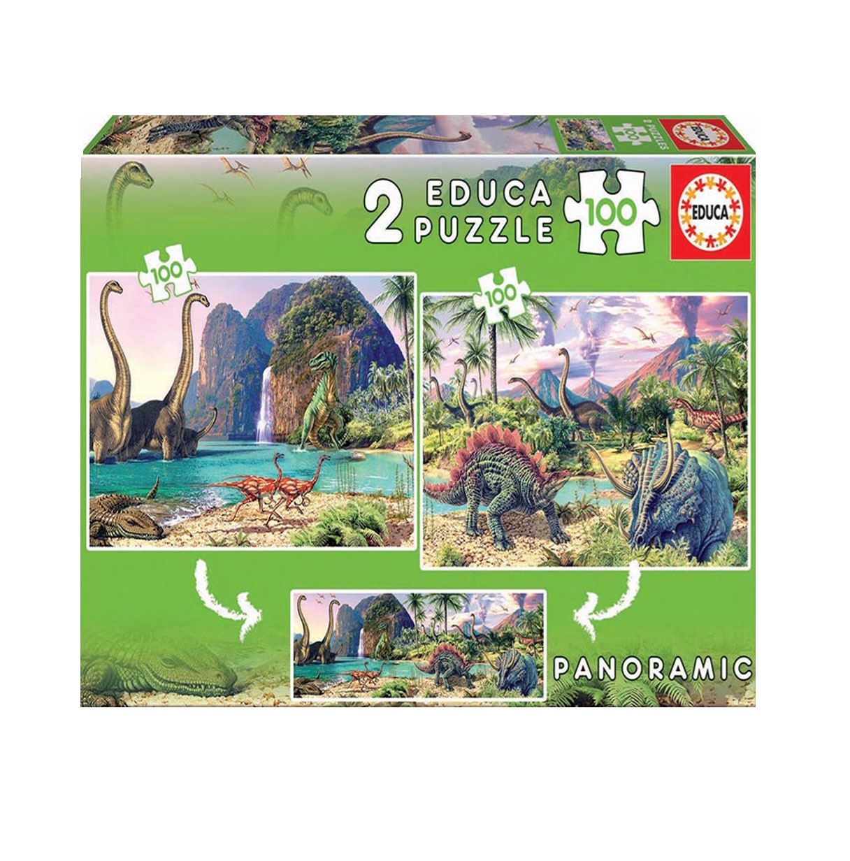 puzzle 2x100 piezas dino world (educa - 15620)