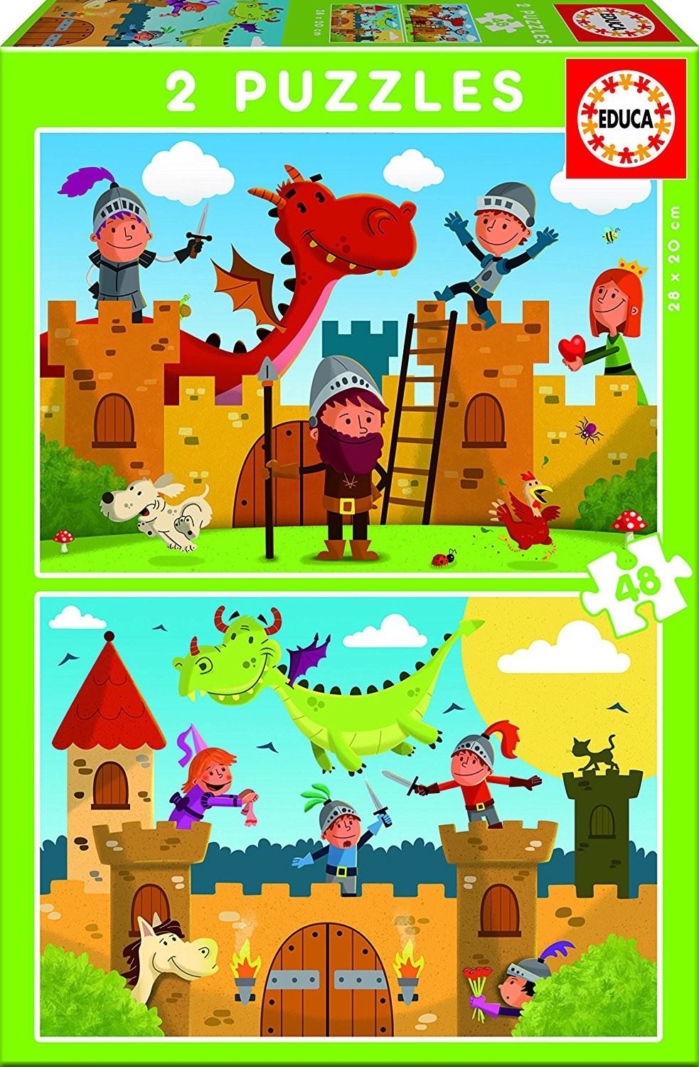 puzzle 2x48 piezas dragones y caballeros