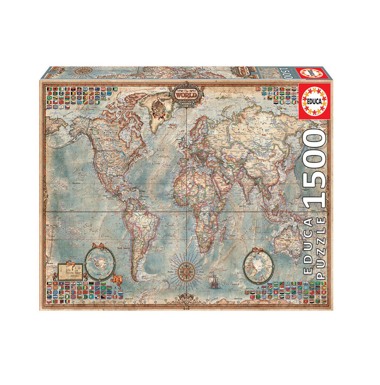 puzzle 1500 piezas el mundo, mapa politico (educa - 16005)
