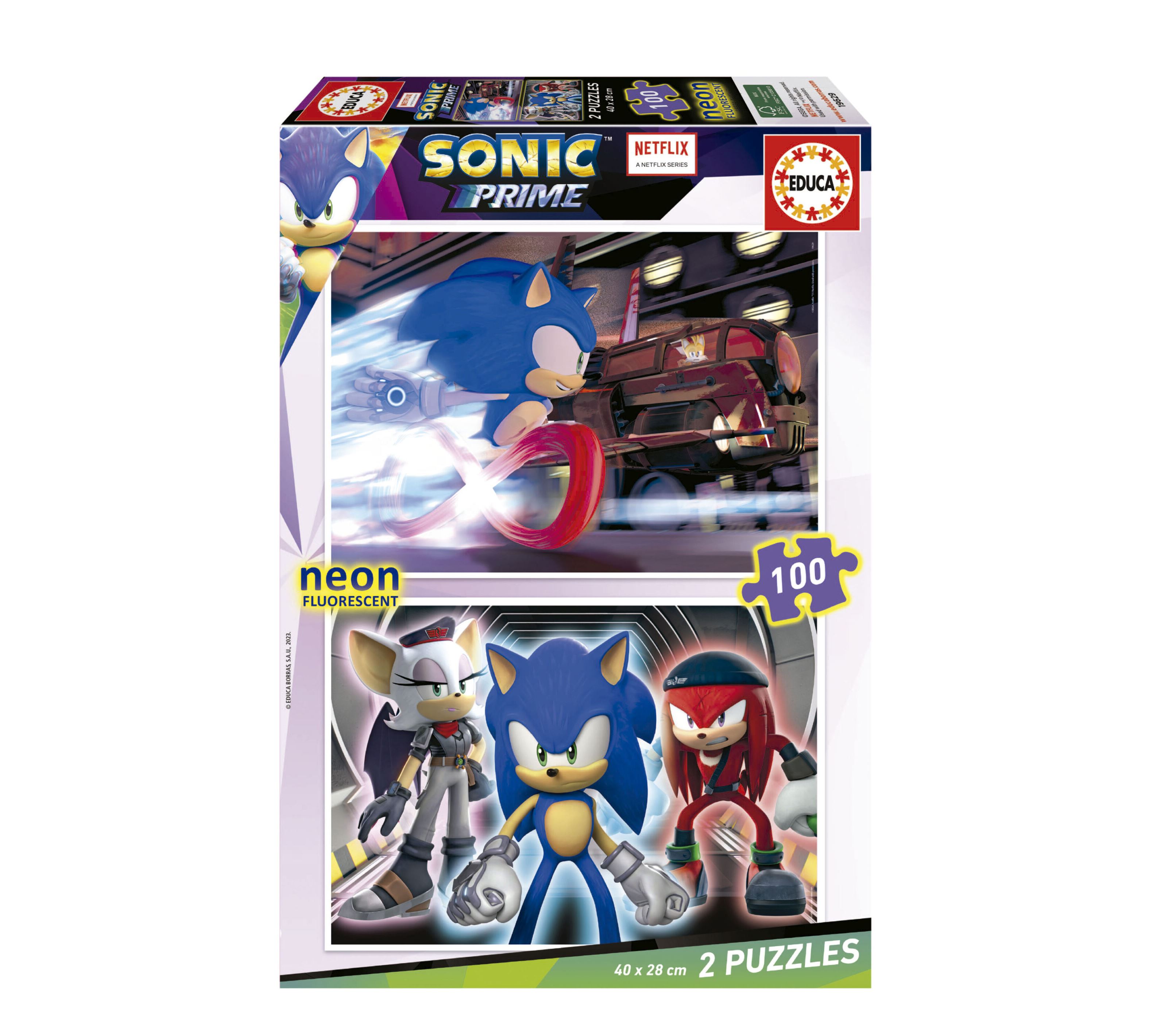 puzzle 2x100 piezas sonic prime neon (educa - 19629)