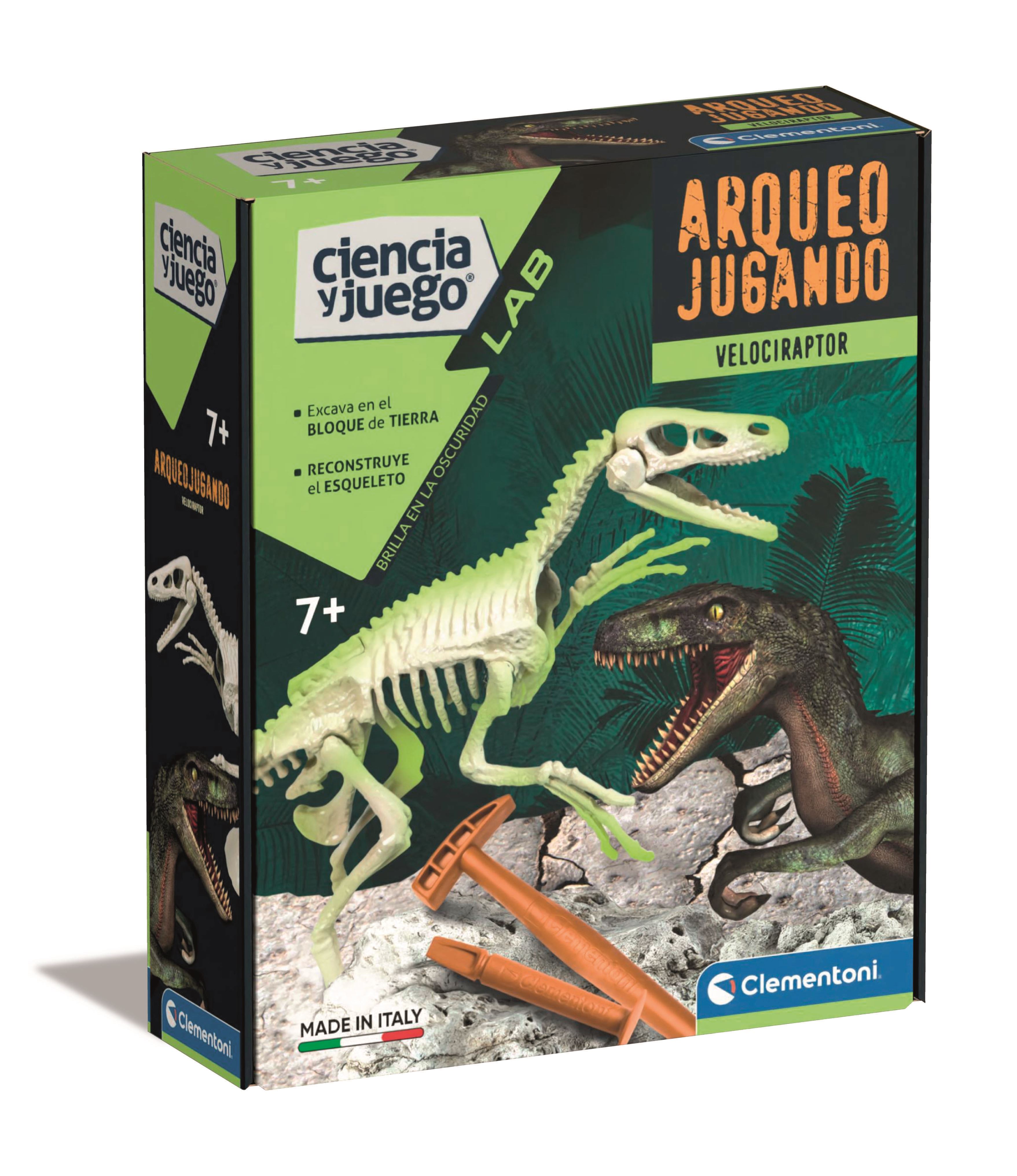 arqueojugando velociraptor fluorescente (clementoni - 55539)