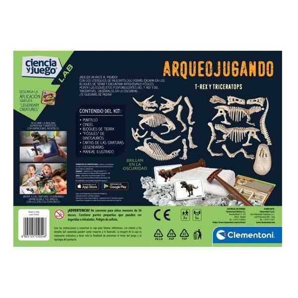 arqueojugando t-rex y triceratops fluor (clementoni - 55054)