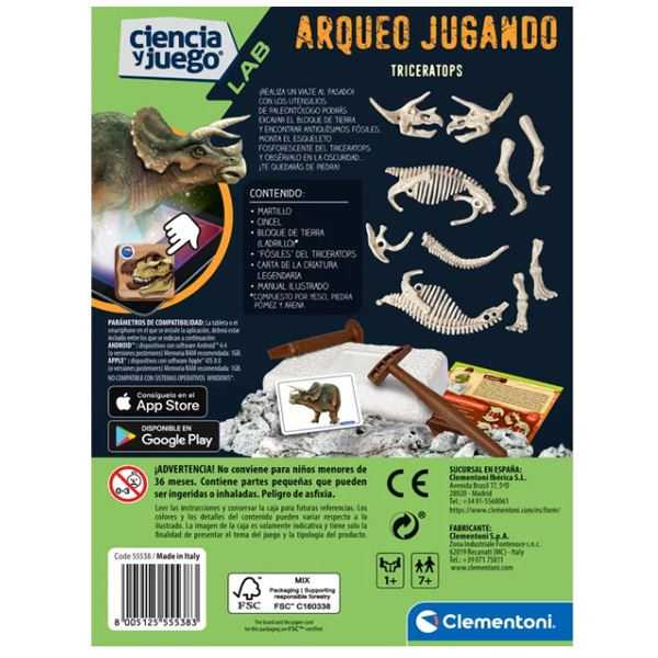 arqueojugando triceratops fluorescente (clementoni - 55538)