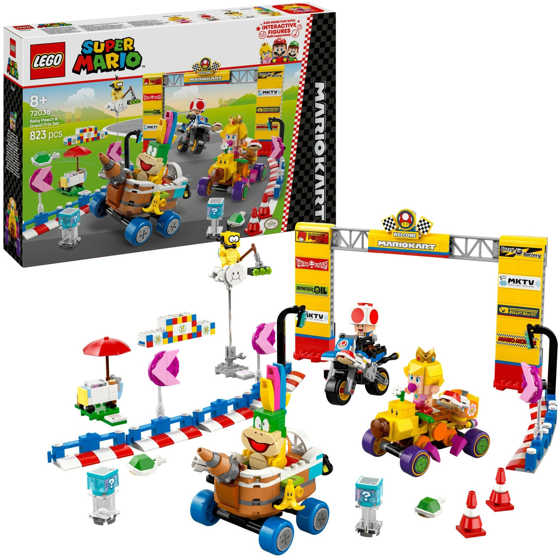 lego mario kart set bebe peach y gran prix (lego - 72036)