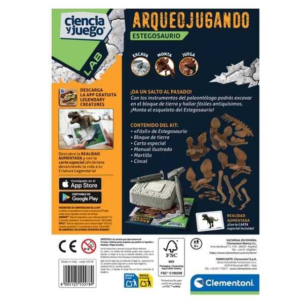 arqueojugando stegosaurio fluorescente (clementoni - 55578)
