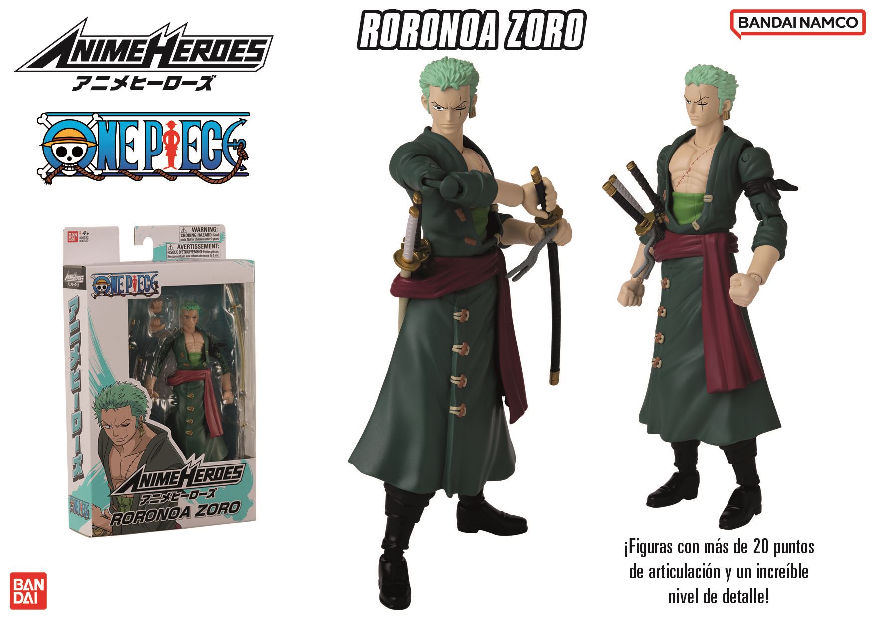 anime heroes figura one piece zoro ( bandai - 36932 )