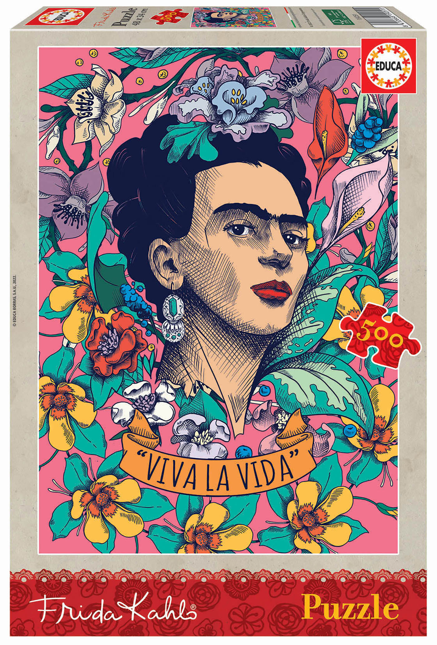 puzzle 500 piezas viva la vida, frida khalo (educa - 19251)