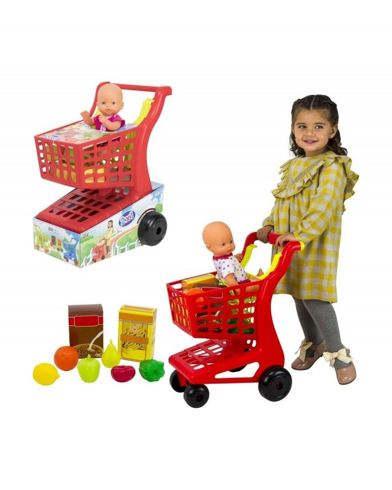 carrito supermercado+alimentos+muÑeco ( vicam - 90)