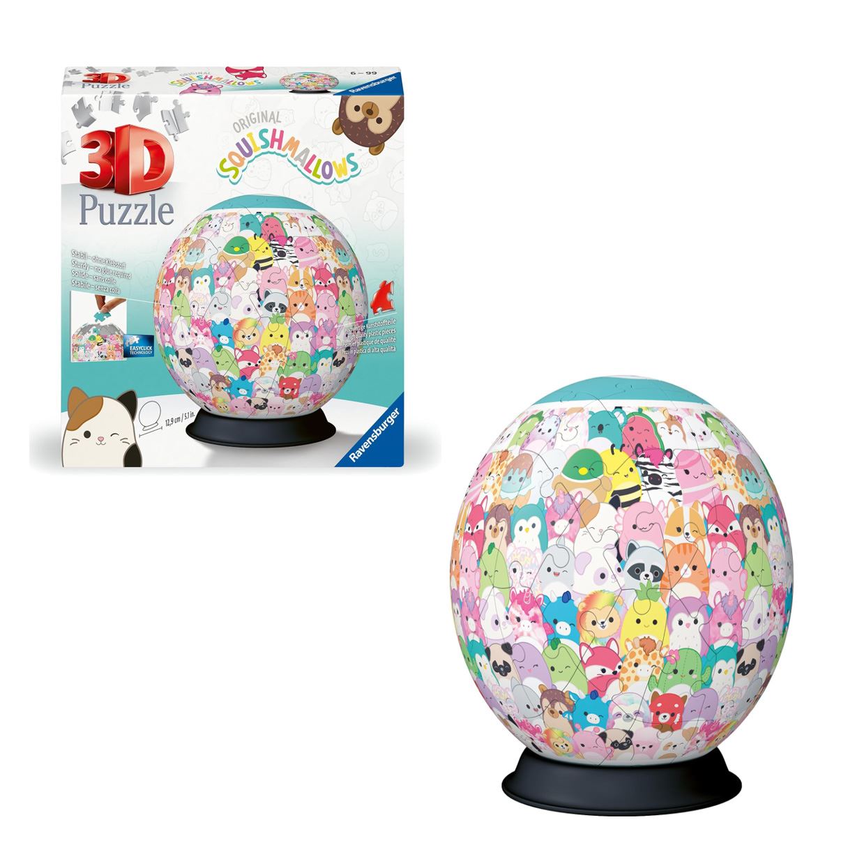 puzzle 3d ball 73 piezas squishmallows  ( ravensburger - 11583 )