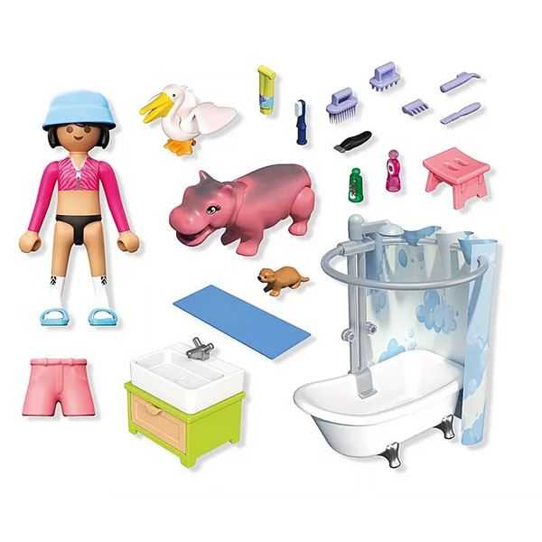 playmobil divertido baÑo de animales (playmobil - 71950)