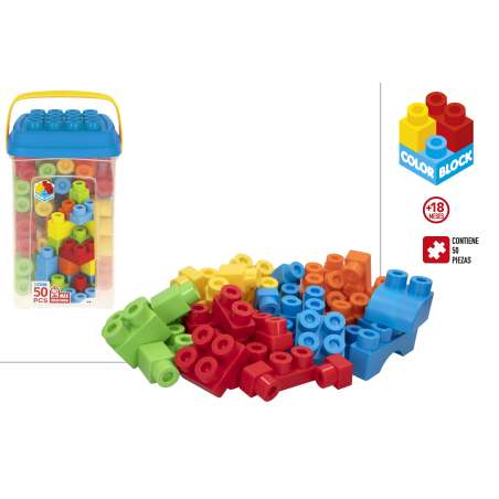 construcciones para niños juego construcción cubo 50 piezas maxi color block