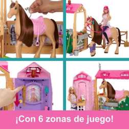 barbie muÑeca con caballo y establo (mattel - hxj44)