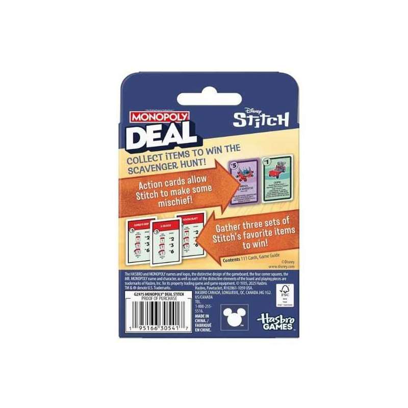 monopoly deal stitch (hasbro - g2975sg0)