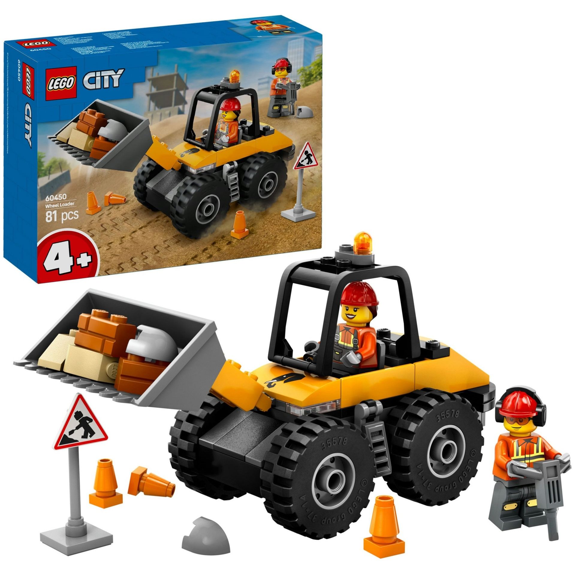 lego city cargadora con ruedas amarilla (lego - 60450)