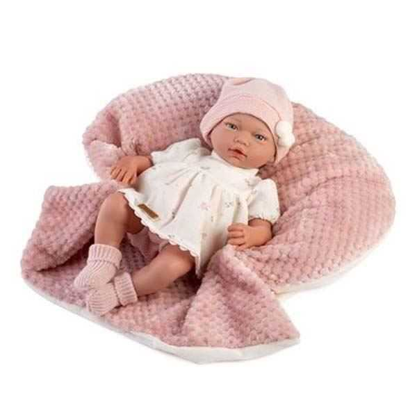 muÑeca norma 42 cm vestido beig y rosa mantita  (muñecas guca - 893)