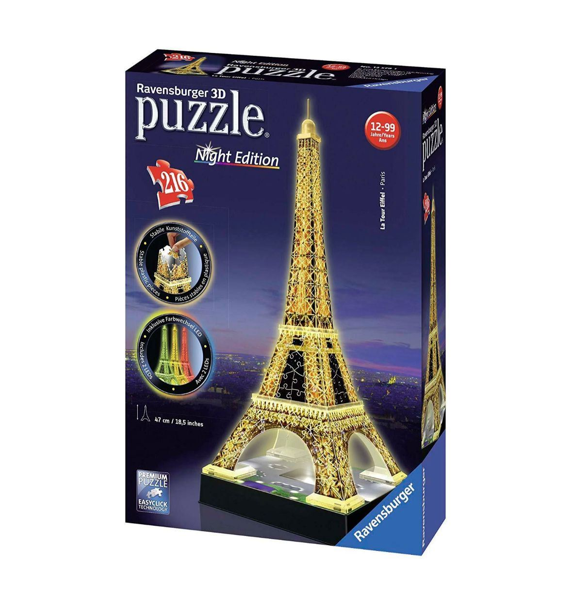 puzzle 3d 216 tour eiffel night 44 cm (ravensburger - 12579) puzzle 3d 216 tour eiffel night 44 cm (ravensburger - 12579)