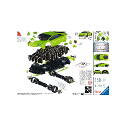 puzzle 3d 156 piezas lamborghini huracan verde ( ravensburger -11559 )