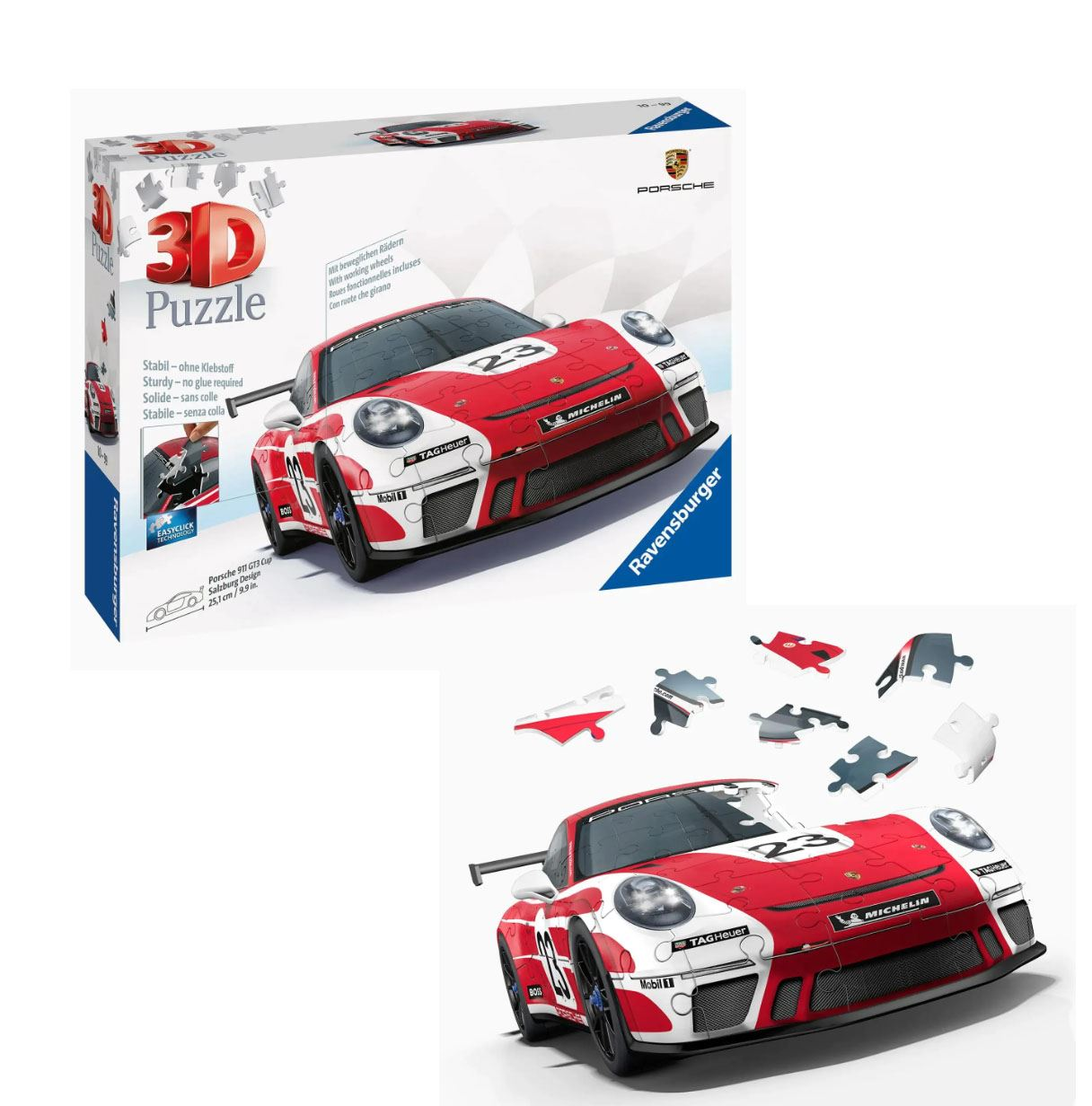 puzzle 3d 108 porsche 911 gt3 salzburg (ravensburger - 11558)