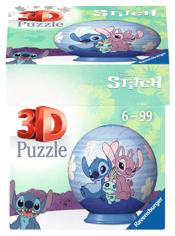 puzzle ball 3d 54 pzas stitch & angel disney (ravensburger - 11599)
