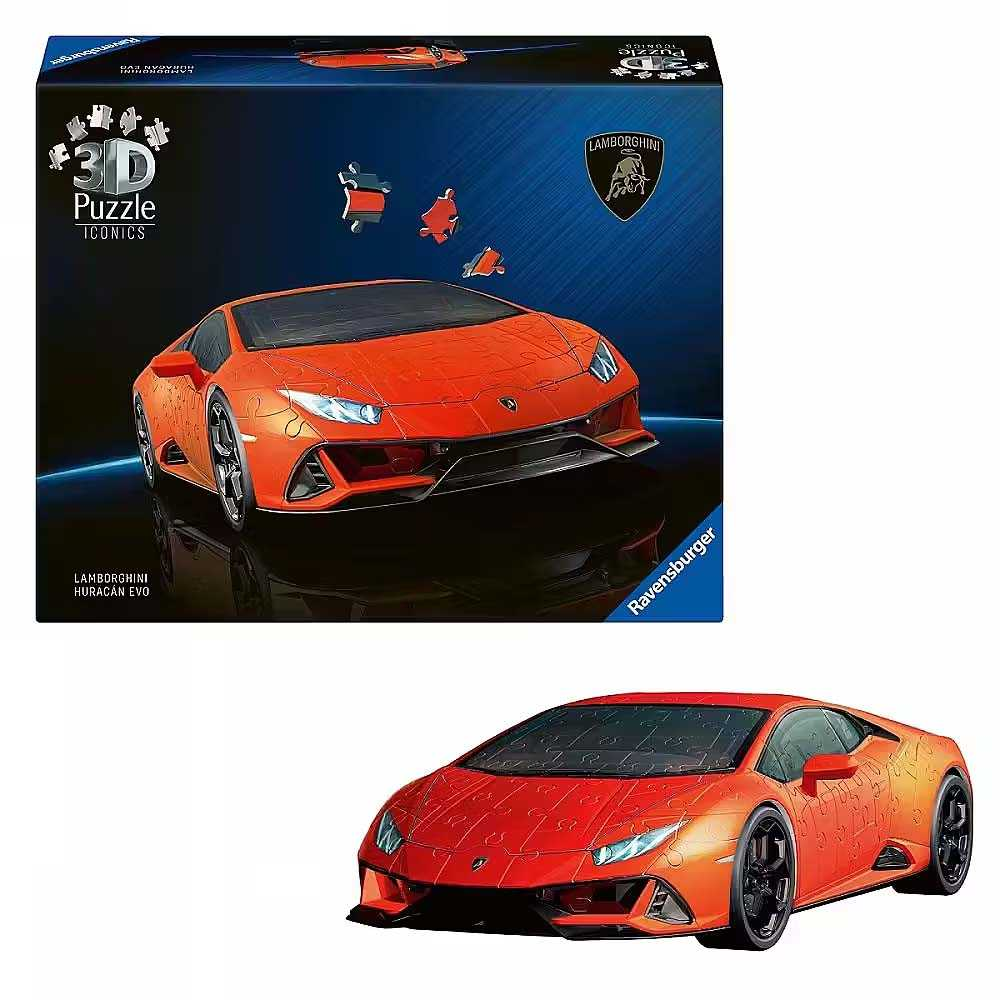 puzzle 3d 158 lamborghini huracan evo naranja (ravensburger - 12008052)