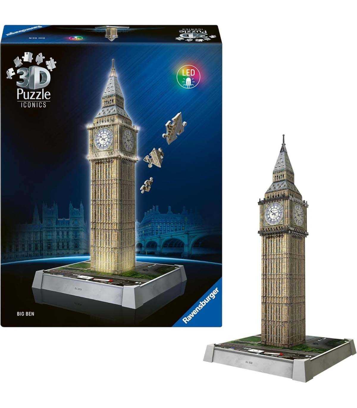 puzzle 3d 216 big ben con luz led (ravensburger - 12008025)
