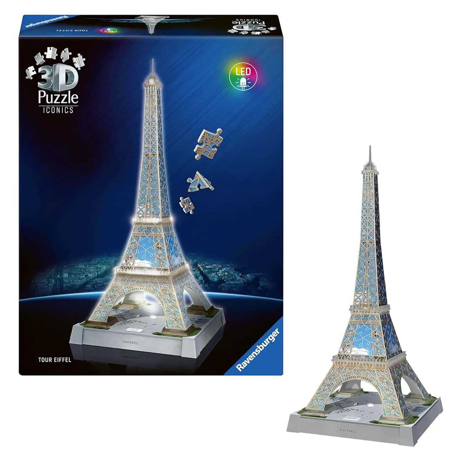 puzzle 3d 243 torre eiffel con luz led (ravensburger - 12008024)