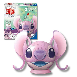 puzzle ball 3d 77 piezas stitch disney angel con orejas (ravensburger - 11639)