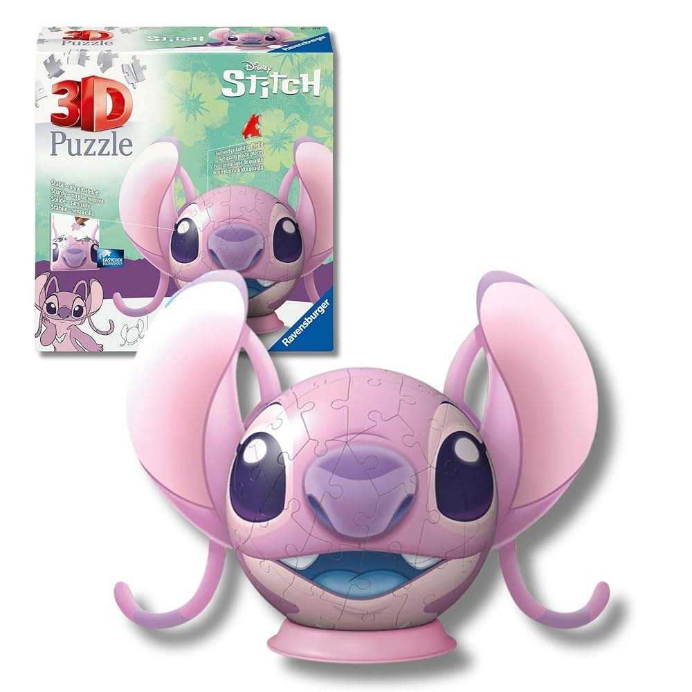 puzzle ball 3d 77 piezas stitch disney angel con orejas (ravensburger - 11639)