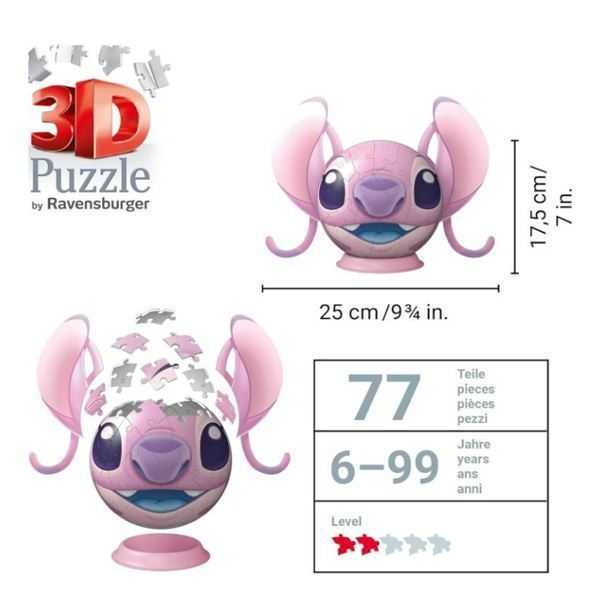 puzzle ball 3d 77 piezas stitch disney angel con orejas (ravensburger - 11639) puzzle ball 3d 77 piezas stitch disney angel con orejas (ravensburger - 11639)