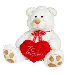 peluche oso blanco corazon te quiero 95 cm (artesania beatriz - 13130)