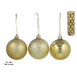 set 36 bolas tubo motley oro 6cm (gerimport - 8430540588898)