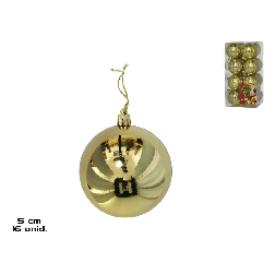 caja 16 bolas de navidad brillo oro 5 cm (gerimport - 8430540499903)
