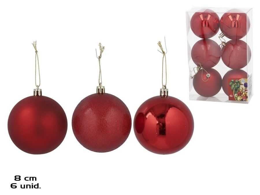 caja 6 bolas de navidad rojas 8cm 3 surtidas (gerimport - 8430540355193) caja 6 bolas de navidad rojas 8cm 3 surtidas (gerimport - 8430540355193)
