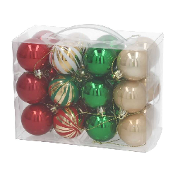 maletin x24 bolas sam oro-rojo-verde 5 cm (gerimport - 8445393354798)