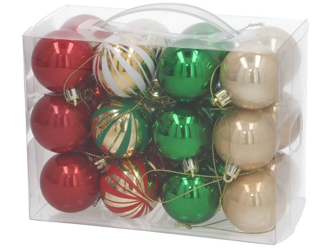 maletin x24 bolas sam oro-rojo-verde 5 cm (gerimport - 8445393354798)