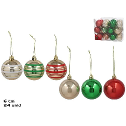 maletin x24 bolas sam oro-rojo-verde 6 cm (gerimport - 8445393354811)
