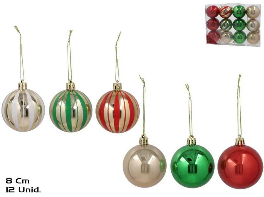 maletin x12 bolas sam oro-rojo-verde 8 cm (gerimport - 8445393354828) maletin x12 bolas sam oro-rojo-verde 8 cm (gerimport - 8445393354828)