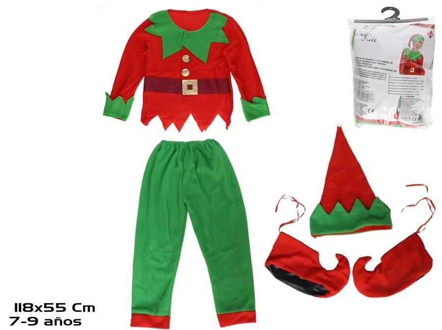 traje elfo infantil 4 piezas 118x55 cm (gerimport - 8445393261058