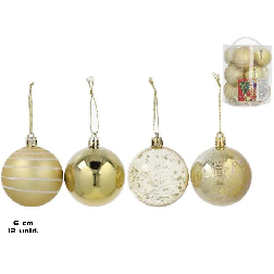 bote x12 bolas 6 cm line dorado (gerimport - 8445393314136)