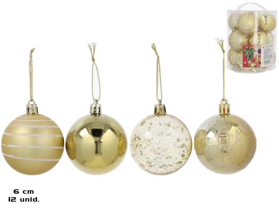 bote x12 bolas 6 cm line dorado (gerimport - 8445393314136)