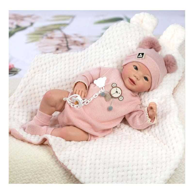 reborn sofia 46 cm pelele rosa de lana
