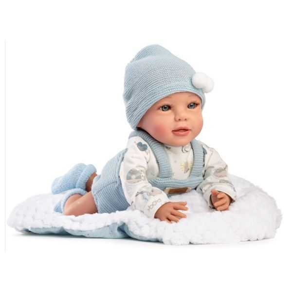 muÑeca jairo 38 cm pelele lana azul gorrito (muñecas guca - 843)