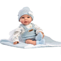 muÑeca jairo 38 cm pelele lana azul gorrito (muñecas guca - 843)