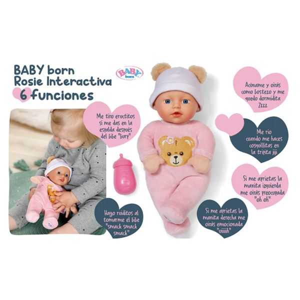 baby born muÑeco 6 funciones interactivo rosie 30 cm (mga - 840481)